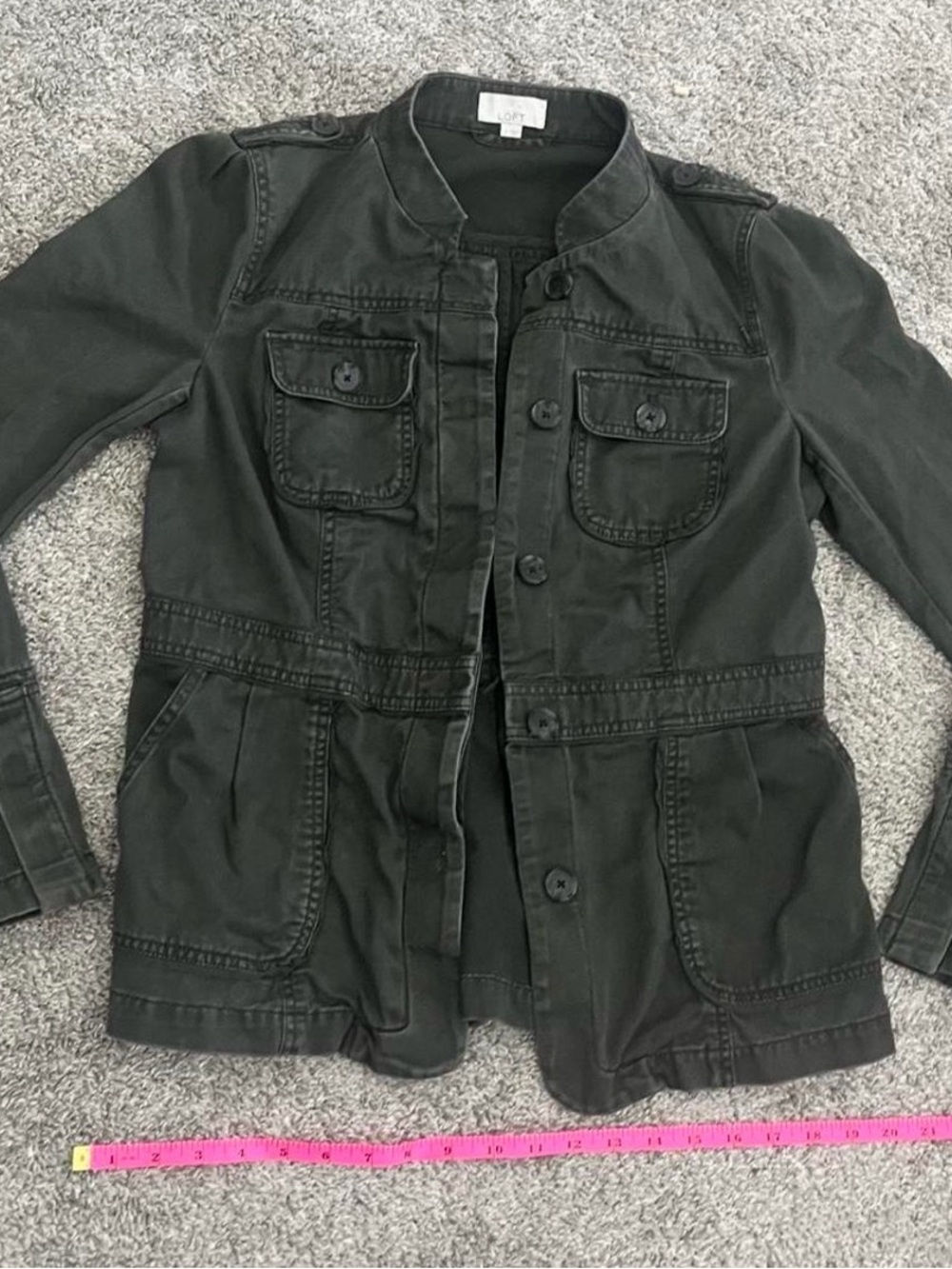 LOFT Black Womens' Button-Front Utility Jacket